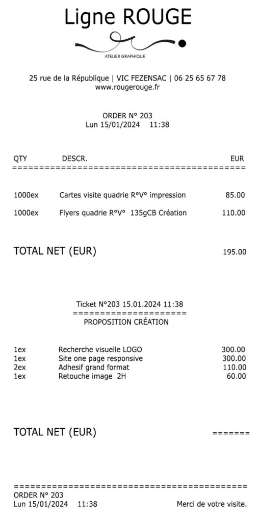 Ticket tarif la ligne ROUGE